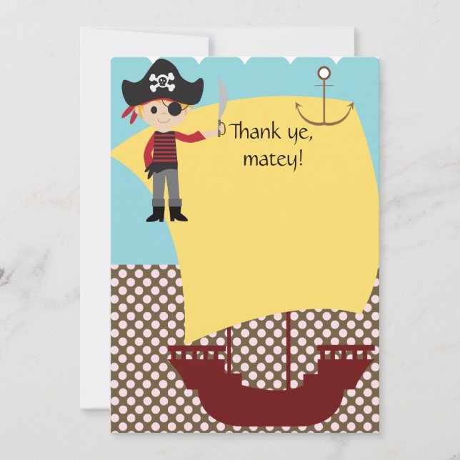 Customizable Pirate Ship Thank You Card (Front)