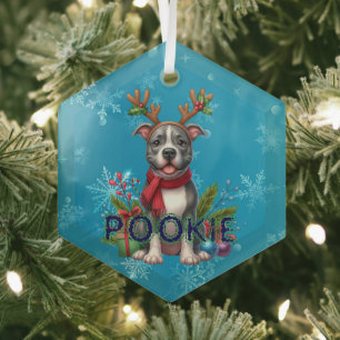 Customizable Pitbull Christmas Ornament