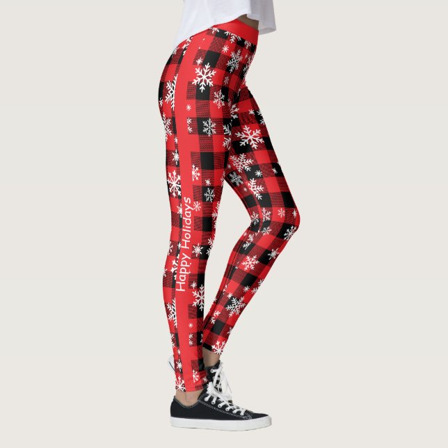 Customizable Plaid "Happy Holidays" Leggings (Right)