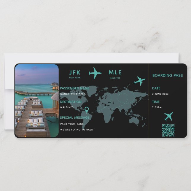 Customizable Plane Tickets | Boarding Pass Card (Front)