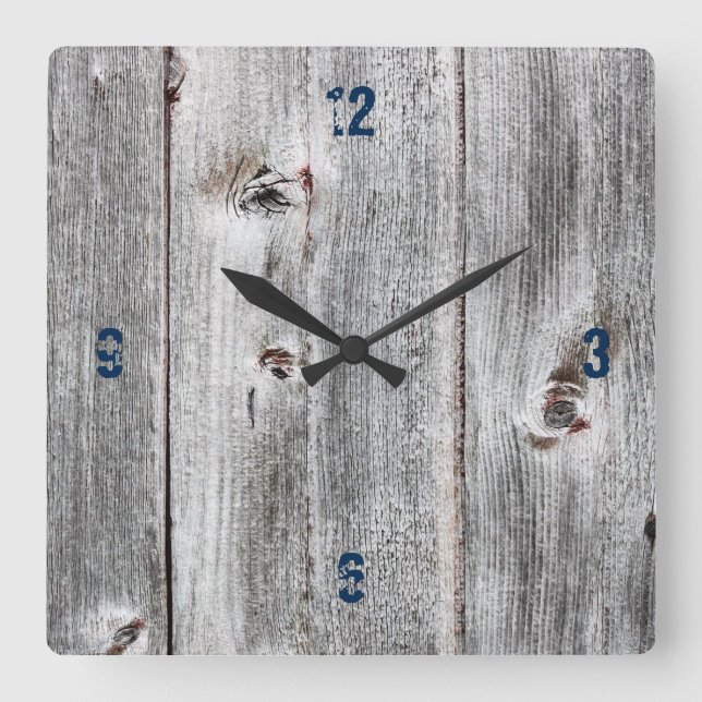 Customizable Plank Wood Paper Square Wall Clock (Front)