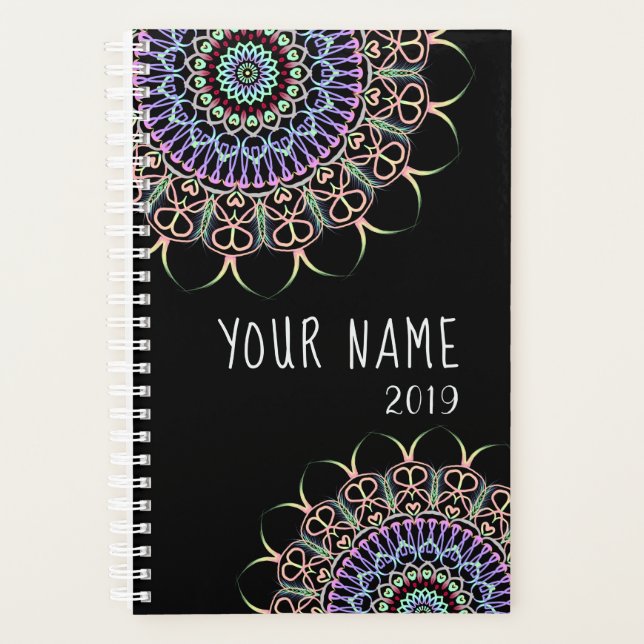 Customizable Planner with Feathered Mandala (Front)