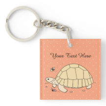 Customizable Ploughshare Tortoise Keychain