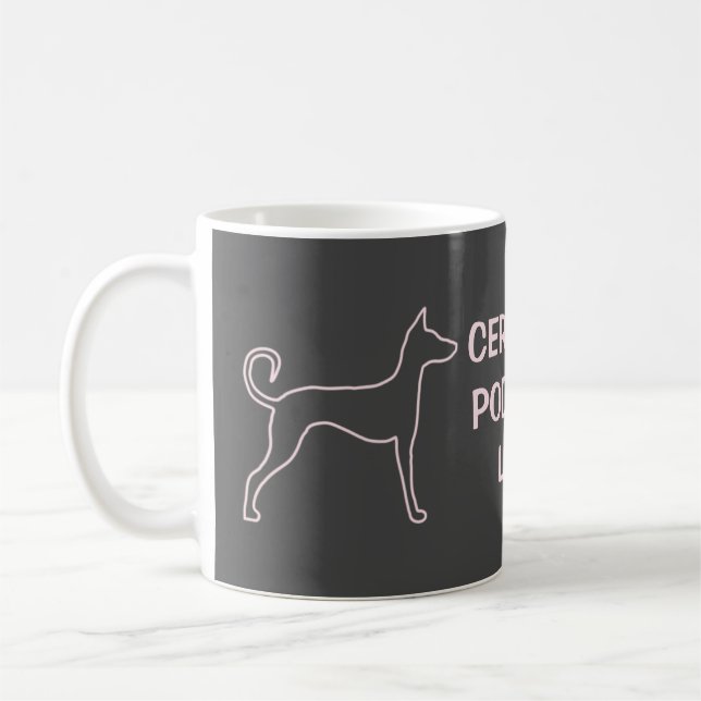 Customizable Podenco Dog Pink Silhouette  Coffee Mug (Left)