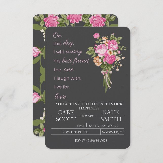 Customizable Poem WEDDING INVITATION (Front/Back)