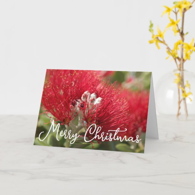 CUSTOMIZABLE POHUTAKAWA XMAS KIWI CARD (Yellow Flower)