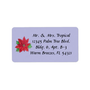 Customizable Poinsettia Address Labels - Lavender