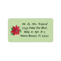 Customizable Poinsettia Address Labels - Mint