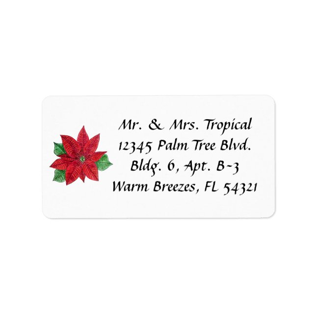 Customizable Poinsettia Address Labels - White (Front)