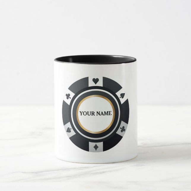 Customizable poker chip black white mug (Center)