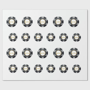 Customizable poker chips black white gold pattern wrapping paper