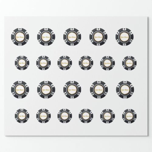 Customizable poker chips black white gold pattern wrapping paper