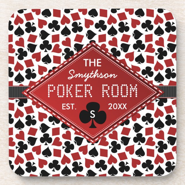 Customizable Poker Room Casino Drink Coaster (Front)