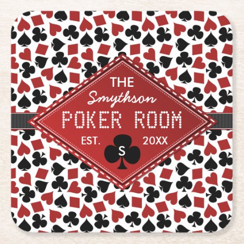 Customizable Poker Room Casino Square Paper Coaster