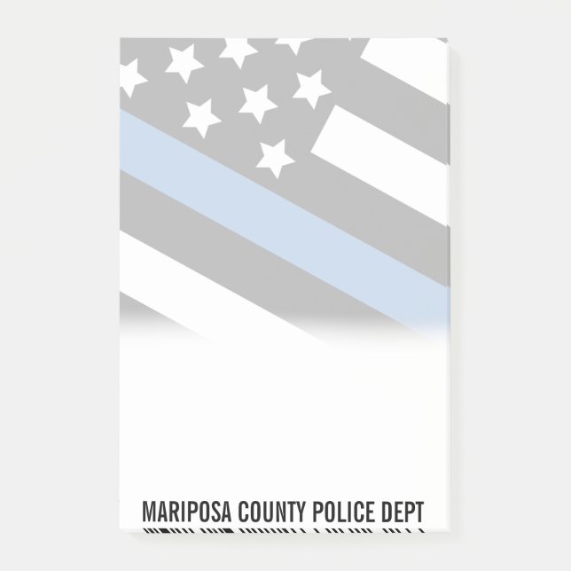 Customizable Police Department Name Thin Blue Line Post-it Notes (Front)