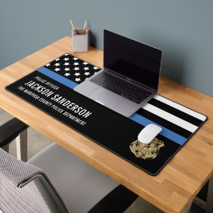 Customizable Police Department Officer Blue Line Desk Mat