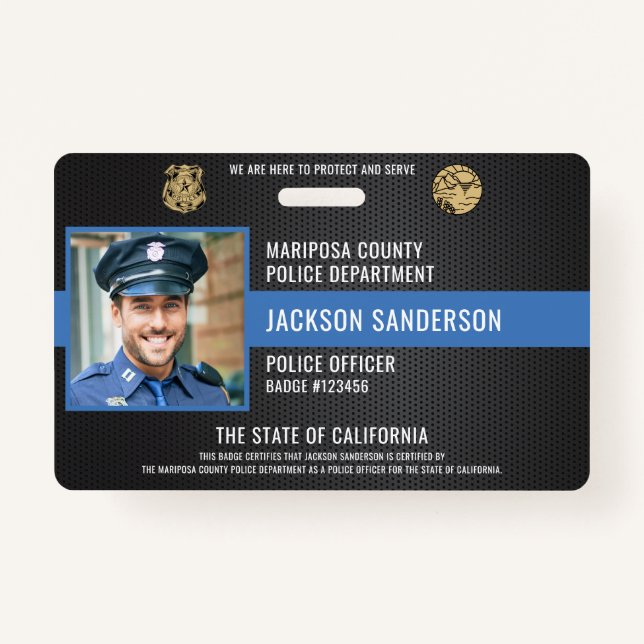 Customizable Police Law Enforcement Employee ID Badge (Front)