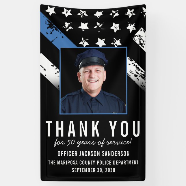 Customizable Police Retirement Party Photo Banner (Vertical)