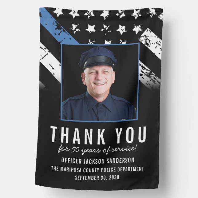 Customizable Police Retirement Party Photo House Flag (Front)
