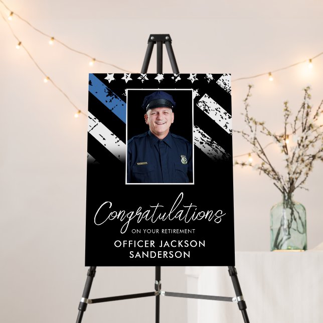 Customizable Police Retirement Photo Party Welcome Foam Board (In Situ (Stand))