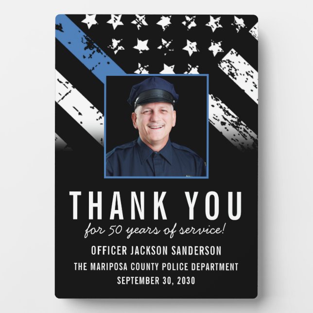 Customizable Police Retirement Photo Party Welcome Plaque (Front)