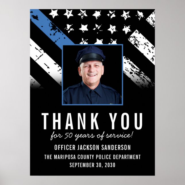 Customizable Police Retirement Photo Party Welcome Poster (Front)