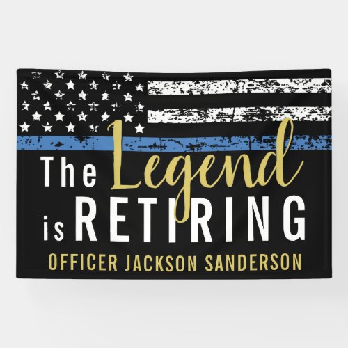 Customizable Police Retirement Thin Blue Line Banner