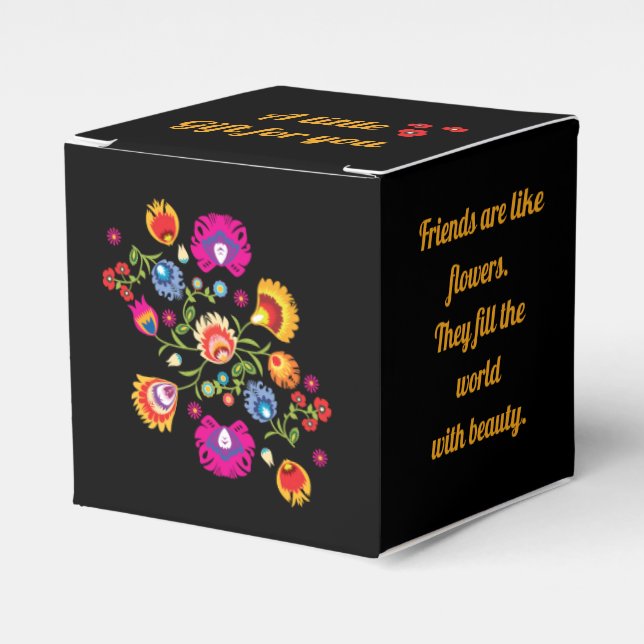 Customizable Polish folklore with pink flowers  Fa Favor Boxes (Front Side)