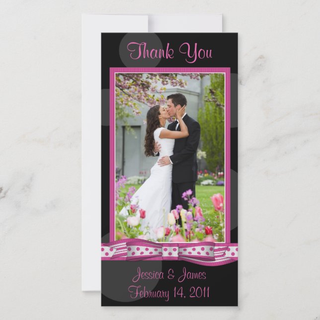 Customizable Polka Dot Photocard Thank You Card (Front)