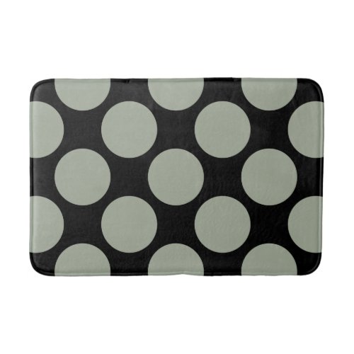 Customizable Polka Dots Pattern any Color on Black Bathroom Mat
