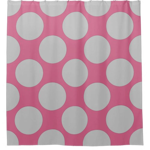 Customizable Polka Dots Pattern any Color on Pink Shower Curtain