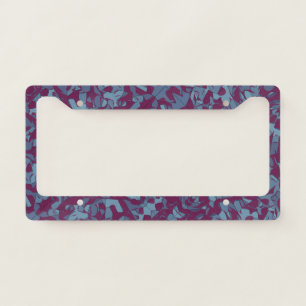 Customizable Pollock Abstract Pattern Purple Blue License Plate Frame
