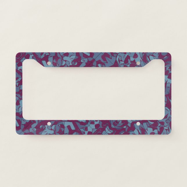 Customizable Pollock Abstract Pattern Purple Blue License Plate Frame (Front)