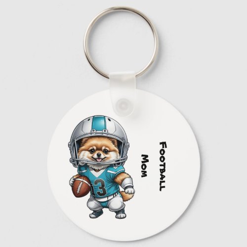 Customizable Pomeranian Football Metal Keychain 2