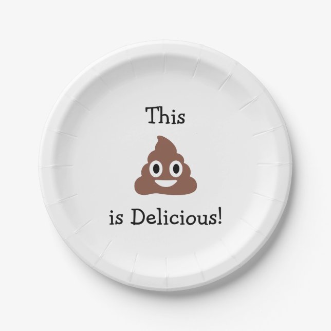 Customizable Poo Emoticon Paper Plates (Front)