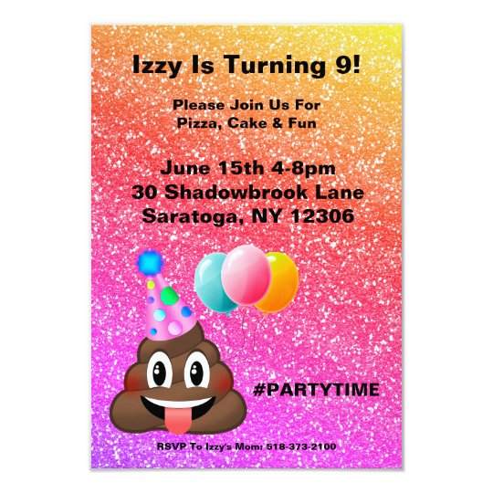 Poop Emoji Birthday Invitations 10