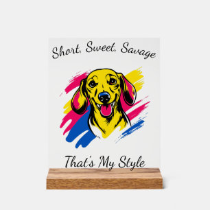 Customizable Pop Art Dachshund Design Acrylic Sign