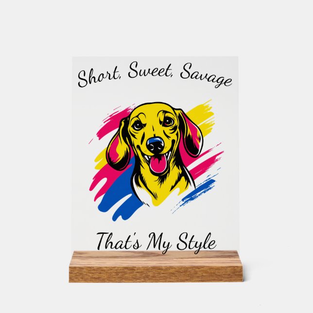 Customizable Pop Art Dachshund Design Acrylic Sign (Front)