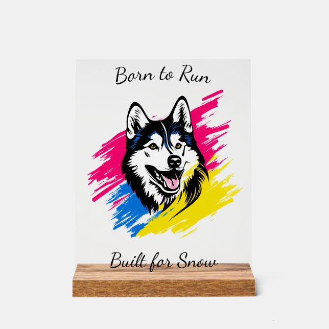 Customizable Pop Art Husky Design Acrylic Sign (Front)