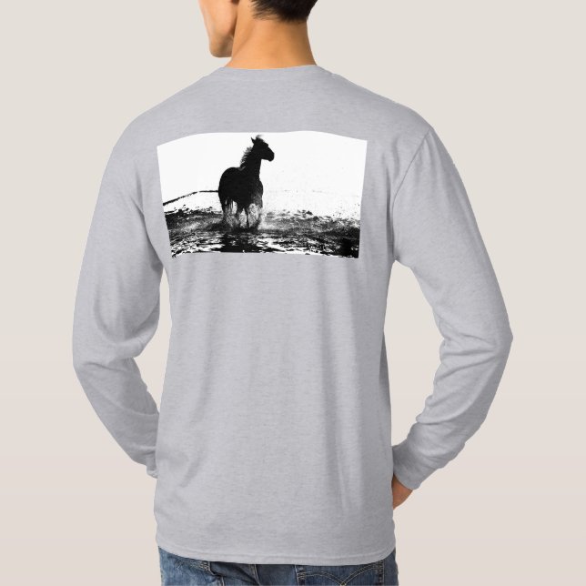 Customizable Pop Art Running Horse Template Grey T-Shirt (Back)