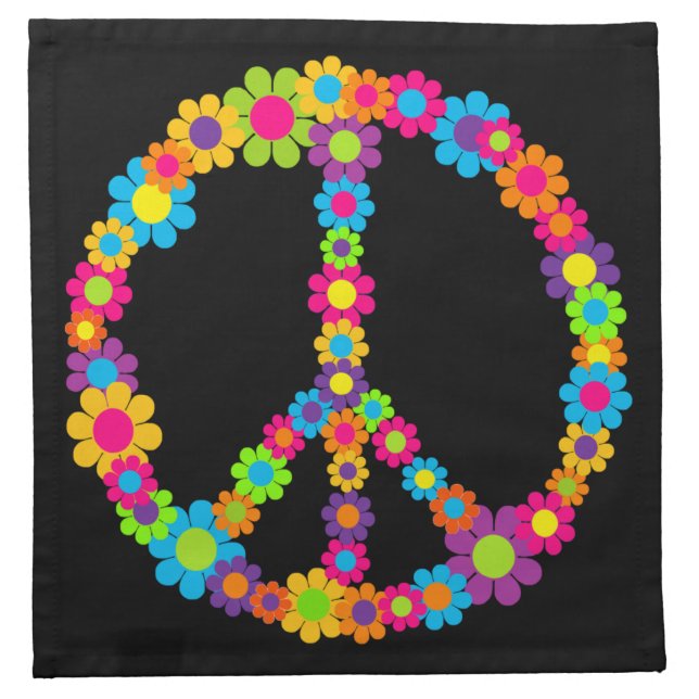 Customizable Pop Flower Power Peace Cloth Napkin (Front)