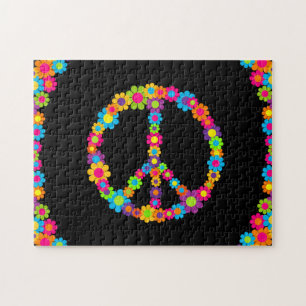 Customizable Pop Flower Power Peace Jigsaw Puzzle