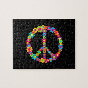 Customizable Pop Flower Power Peace Jigsaw Puzzle