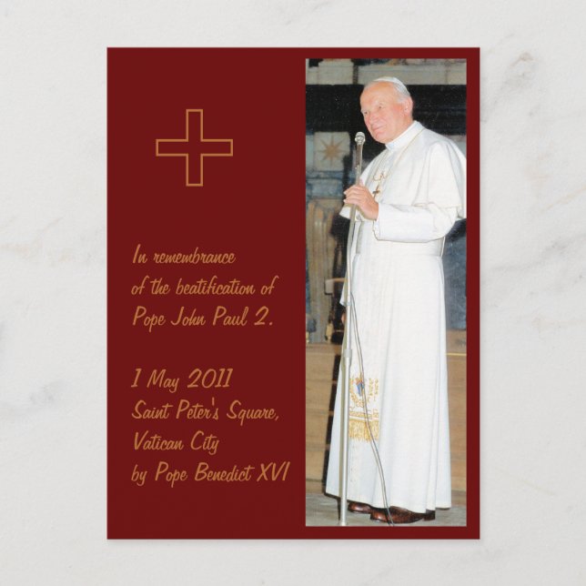Customizable Pope John Paul 2 photo Postcard (Front)