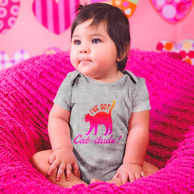 Customizable Popular Colorful I've Got Cat-itude   Baby Bodysuit (Yes I think she does!)