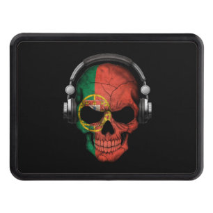 Customizable Portuguese Dj Skull with Headphones Hitch Cover
