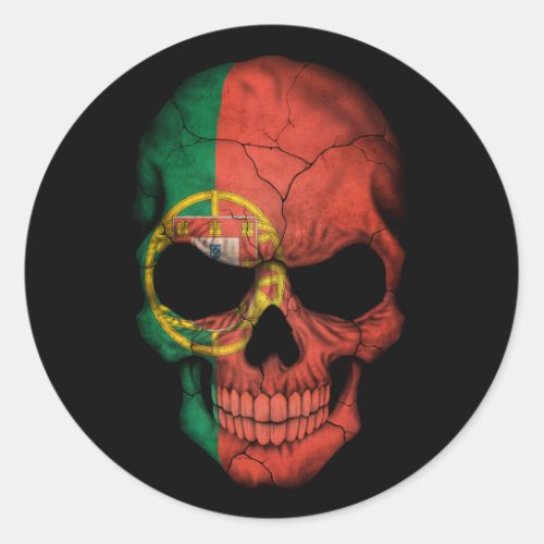 Customizable Portuguese Flag Skull Classic Round Sticker
