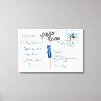 Customizable Postcard Backside Canvas Print