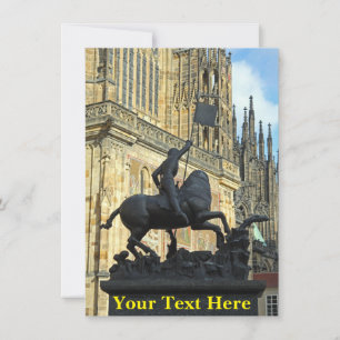 Customizable Prague statue greeting card