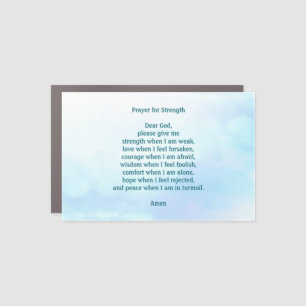 Customizable prayer for strength blue car magnet